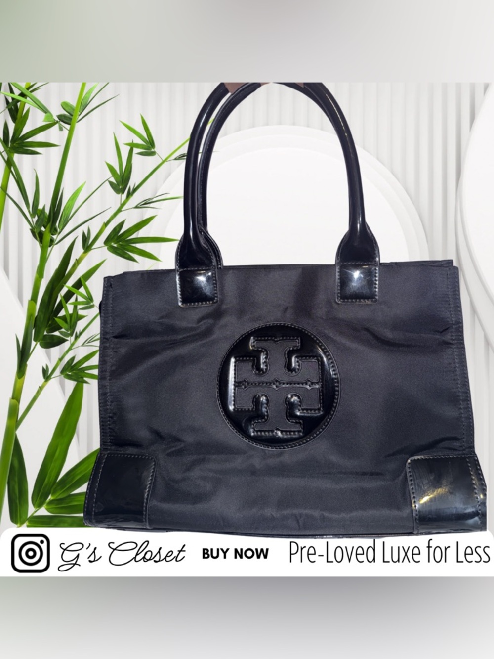 Black Women's ELLA Tote with Gloss Logo Accent - Designer Style